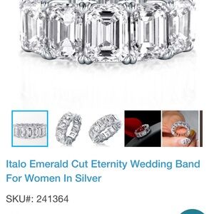 Italio Jewelry Silver Emerald Cut Eternity Ring